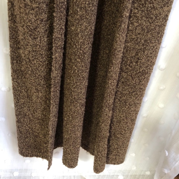 Duster Brown Knit Wool Removable Collar Detailing - Picture 11 of 15